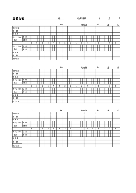 精密検査表のプレビュー