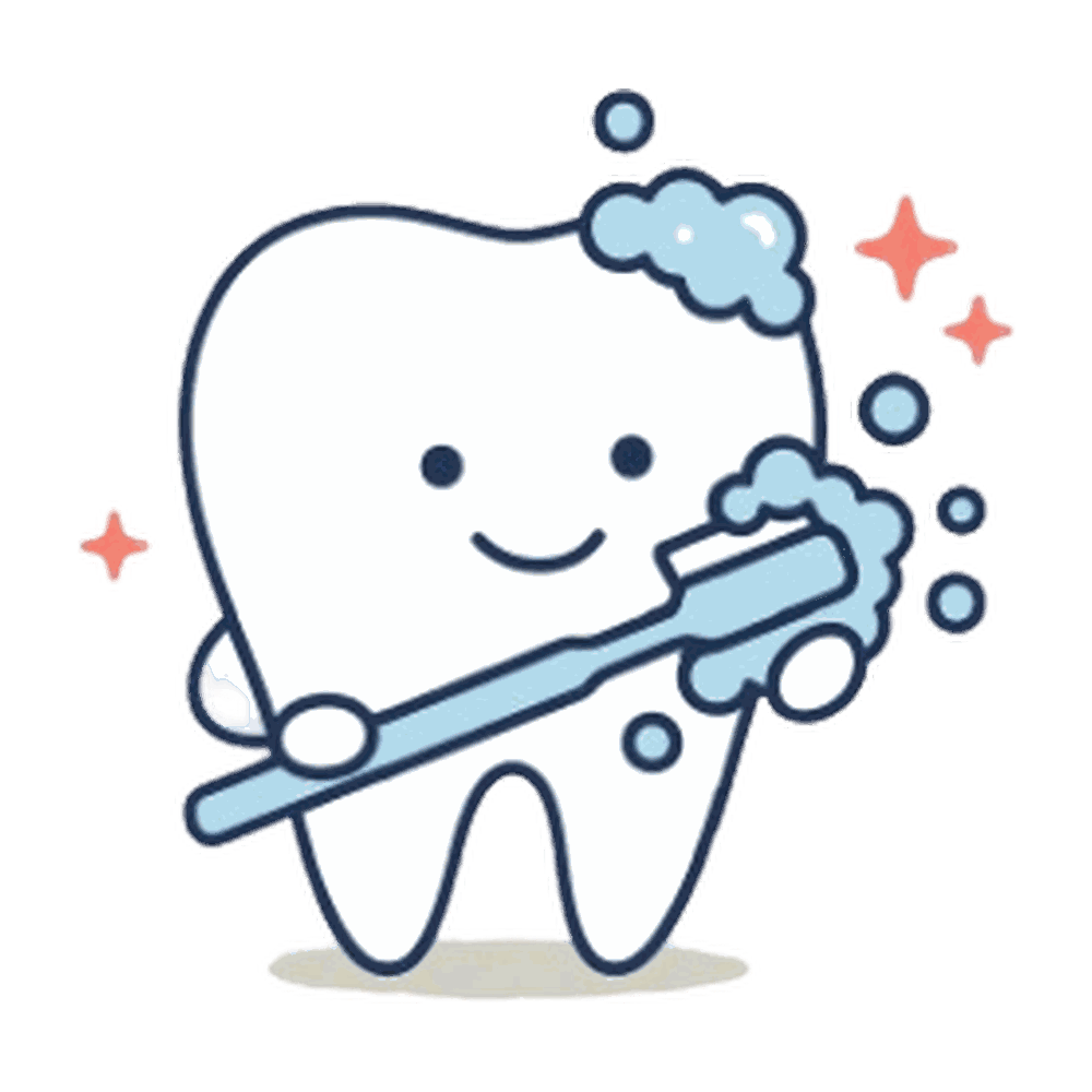 歯みがきする歯のキャラクターのイラスト素材