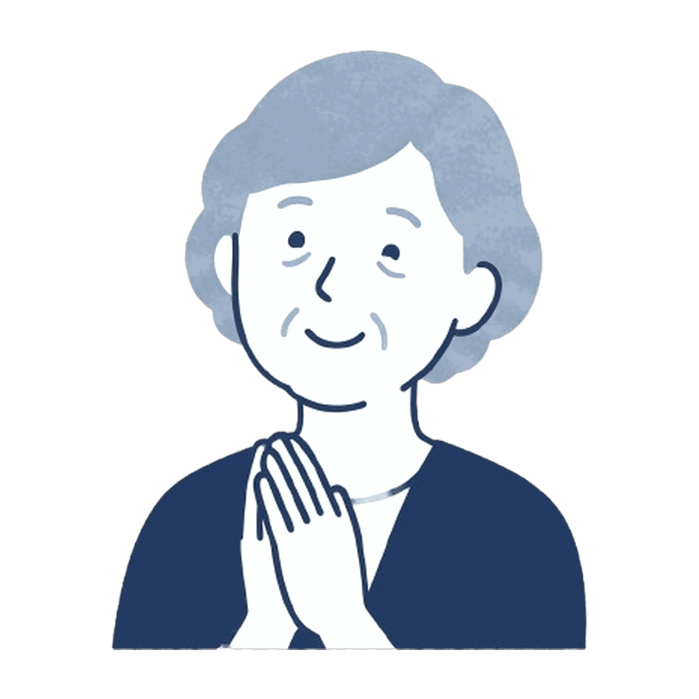 手を合わせる高齢女性のイラスト素材