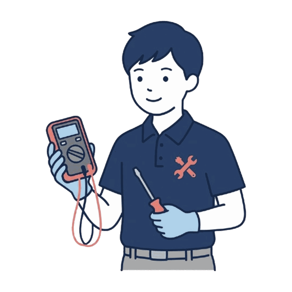 機器をメンテナンスするスタッフのイラスト素材