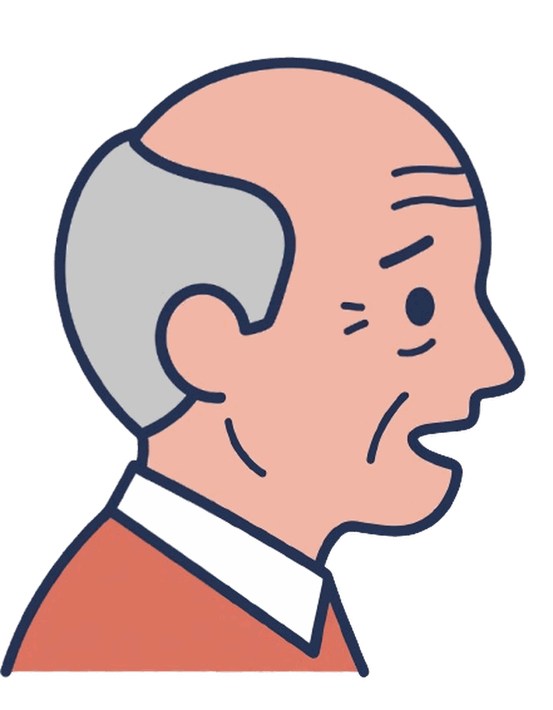 高齢男性の横顔のイラスト素材