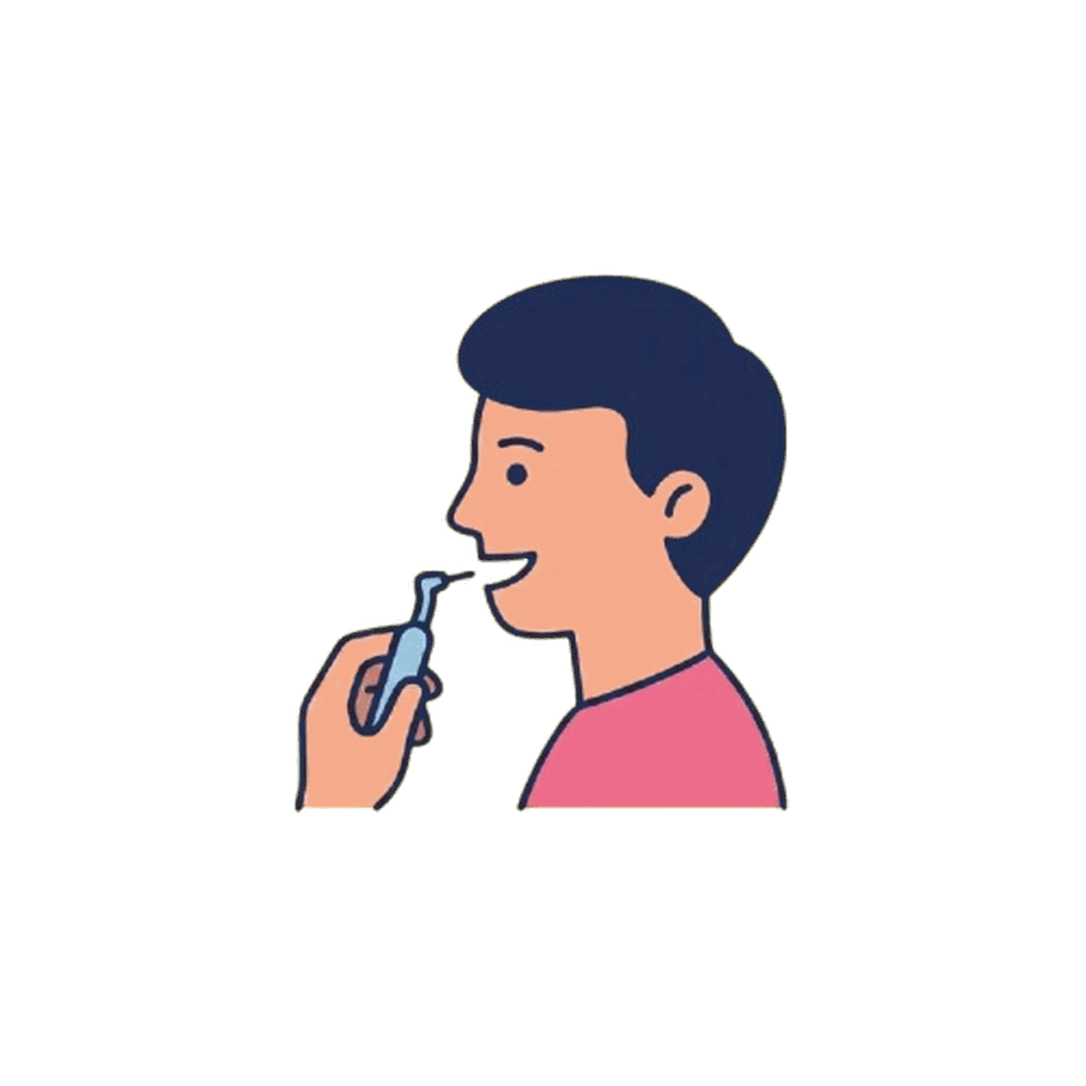 歯間ブラシをする男性のイラスト素材