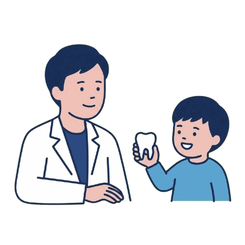 子どもへの歯科説明のイラスト素材