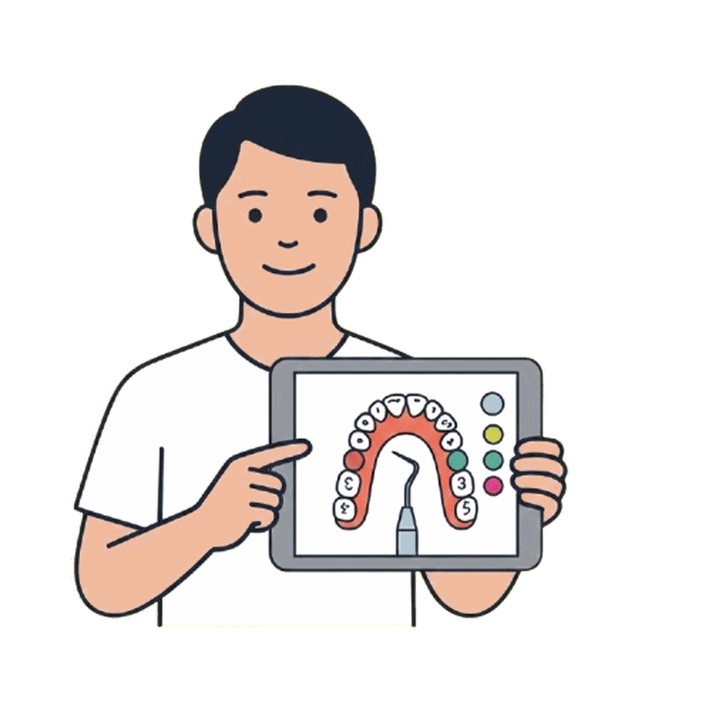 ポケットの深さを説明をする男性のイラスト素材