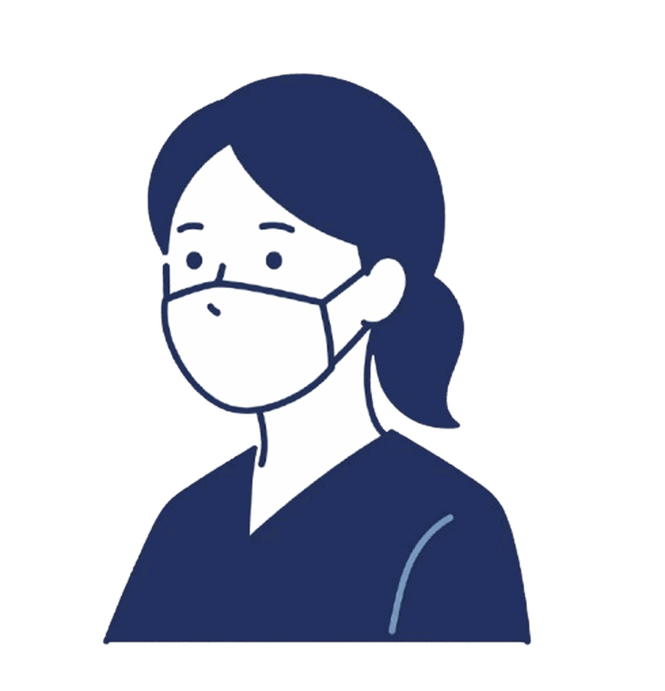 マスクをしたスタッフ(女性)のイラスト素材