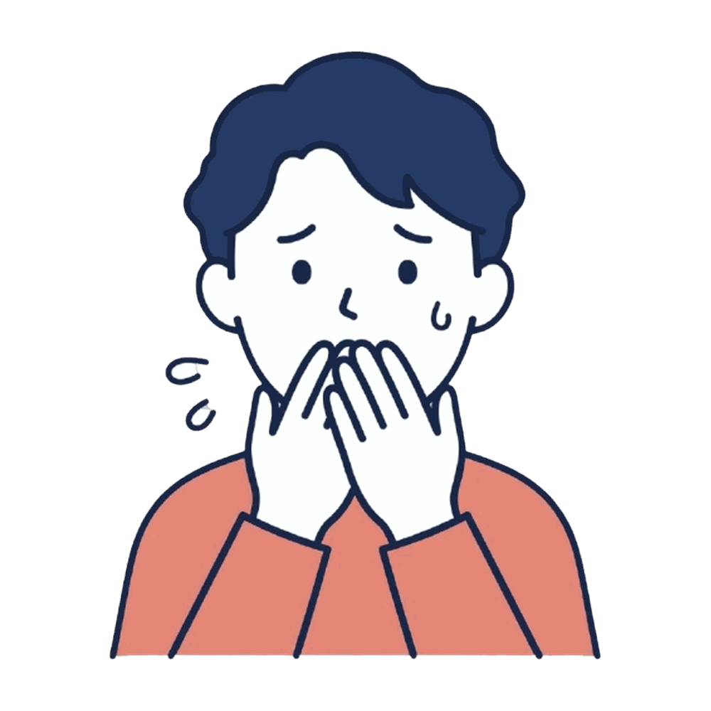 口元を押さえる男性(口臭外来)のイラスト素材