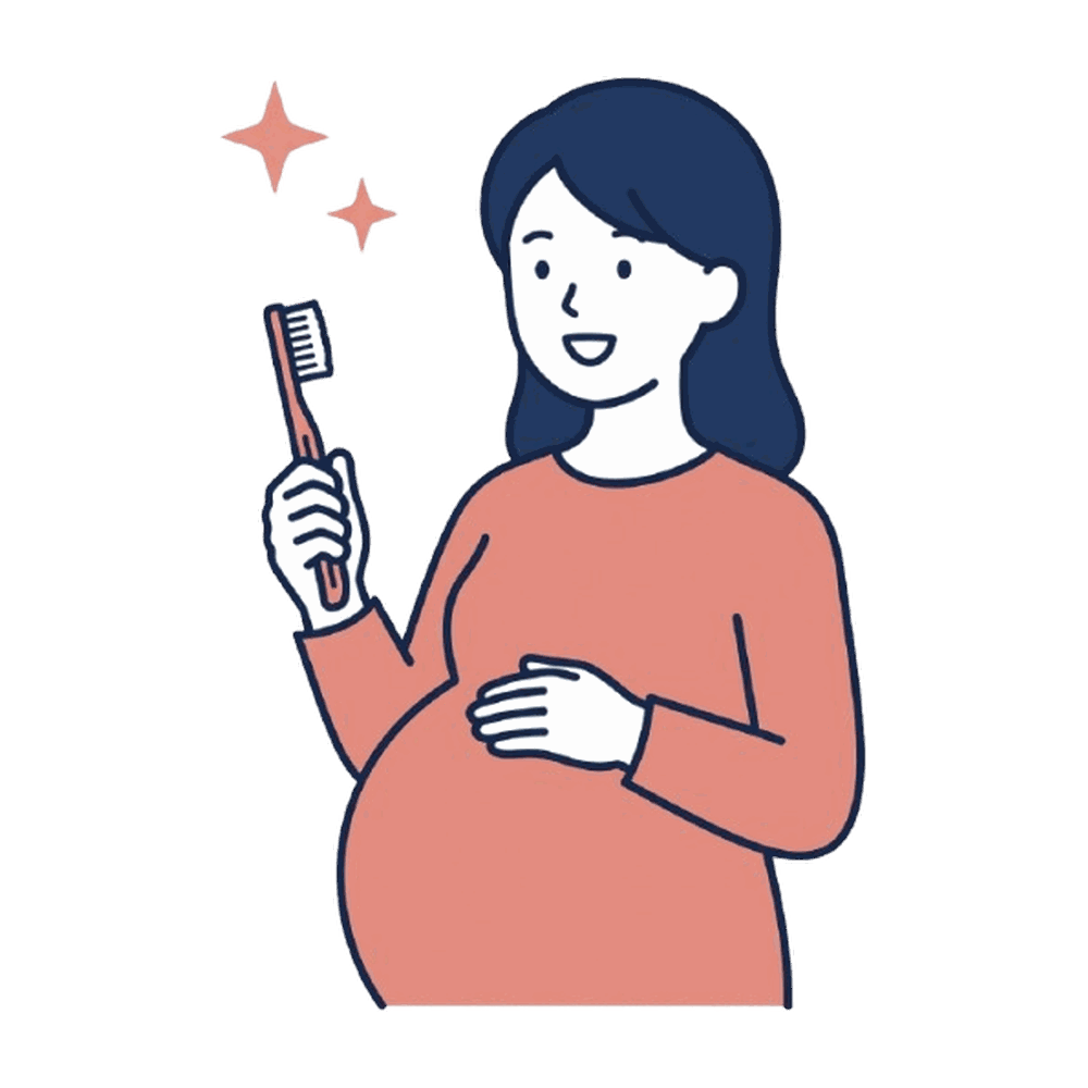 妊婦と歯みがき(マタニティ)のイラスト素材