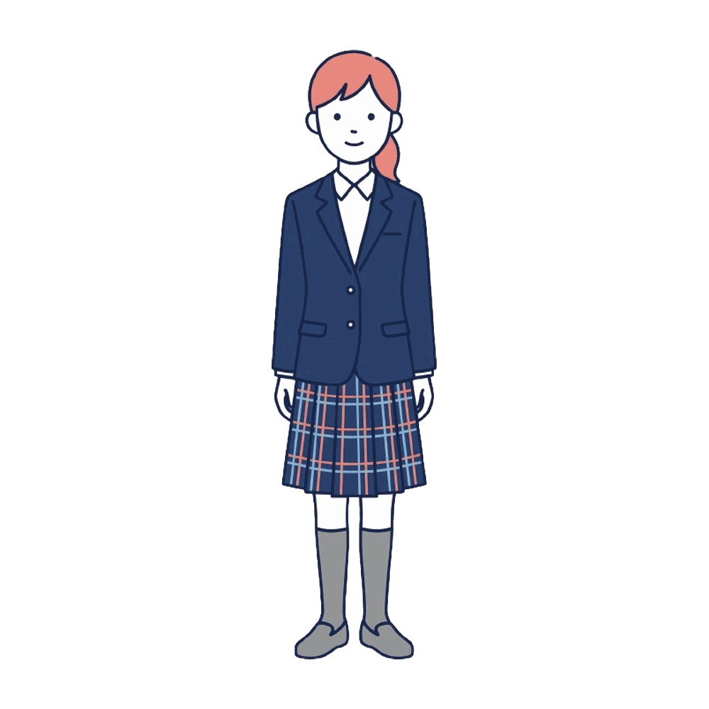 制服の女子学生(全身)のイラスト素材