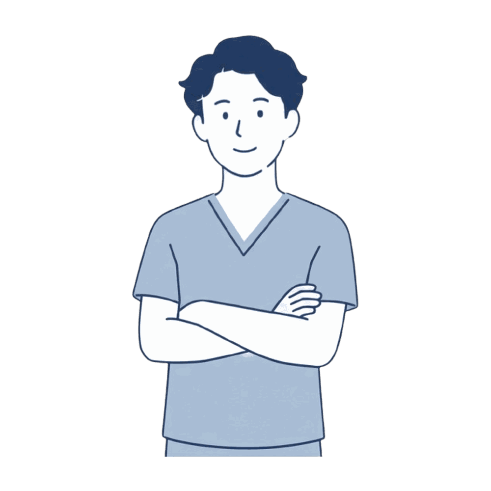 腕を組む歯科スタッフ（男性）のイラスト素材