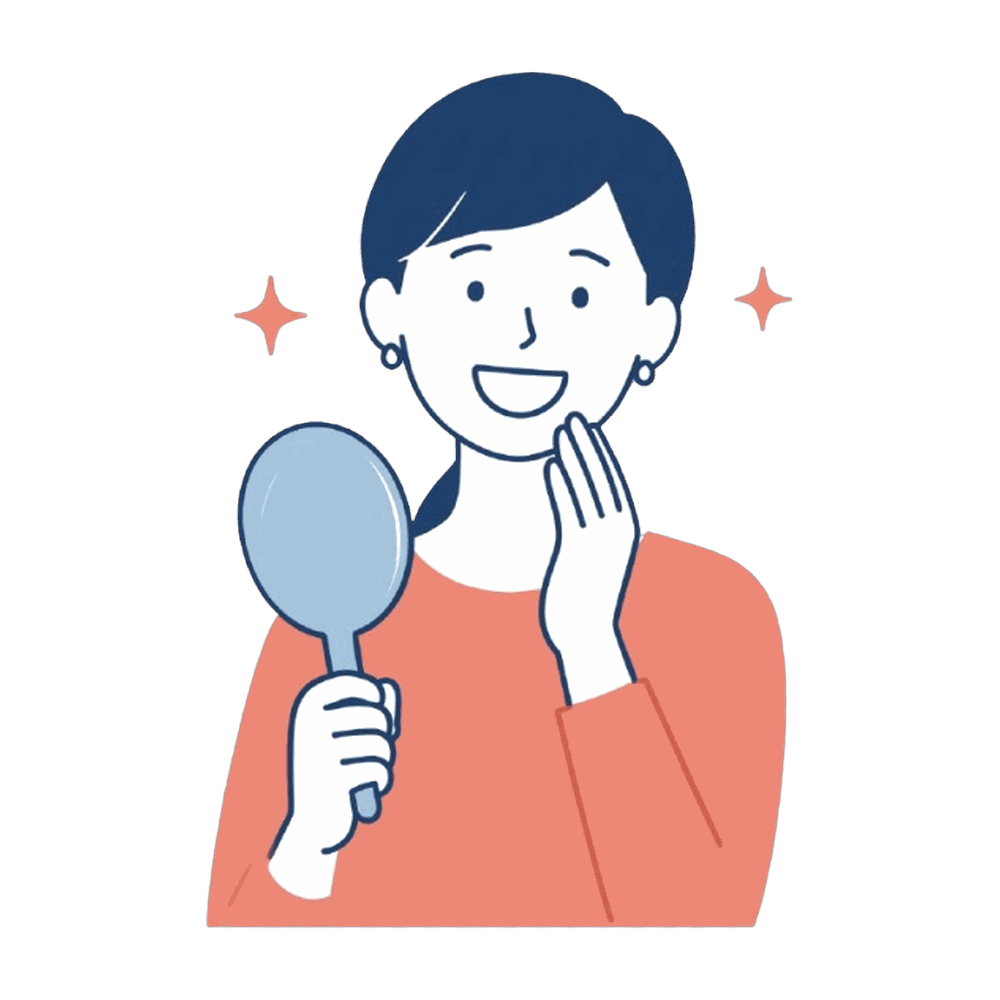 鏡で口元を見る女性のイラスト素材