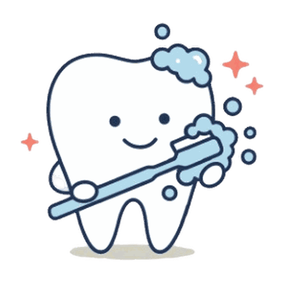 歯みがきする歯のキャラクターのイラスト素材