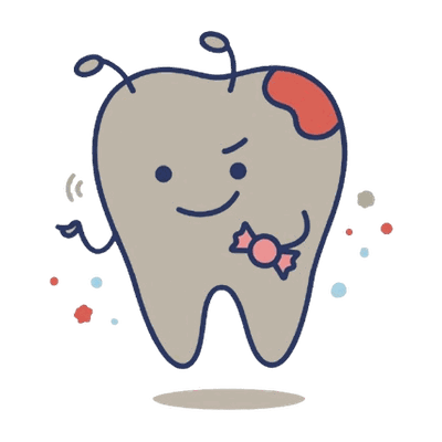 虫歯の歯のキャラクターのイラスト素材
