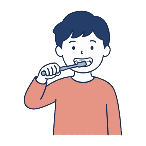 歯みがきする男の子のイラスト素材
