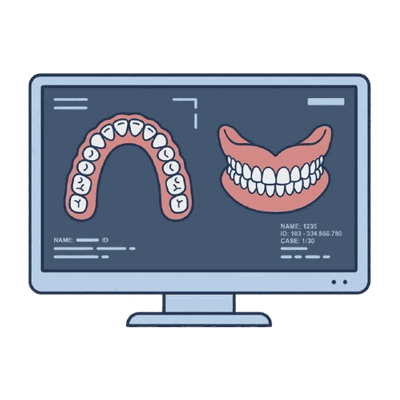 歯型データを表示したモニター画面のイラスト素材