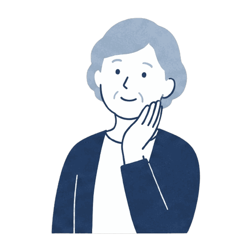 頬を押さえる高齢女性（患者）のイラスト素材