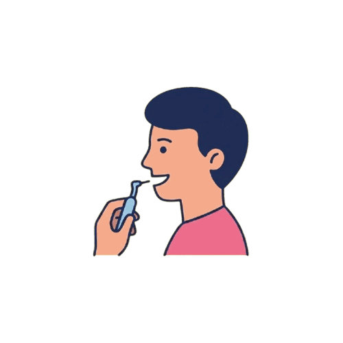 歯間ブラシをする男性のイラスト素材
