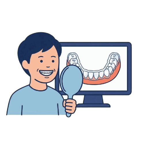 歯並びの説明（子ども）のイラスト素材