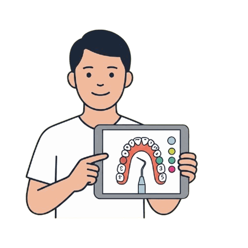 ポケットの深さを説明をする男性のイラスト素材
