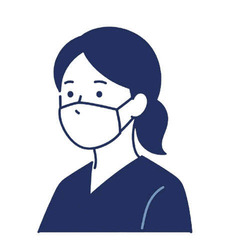 マスクをしたスタッフ（女性）のイラスト素材