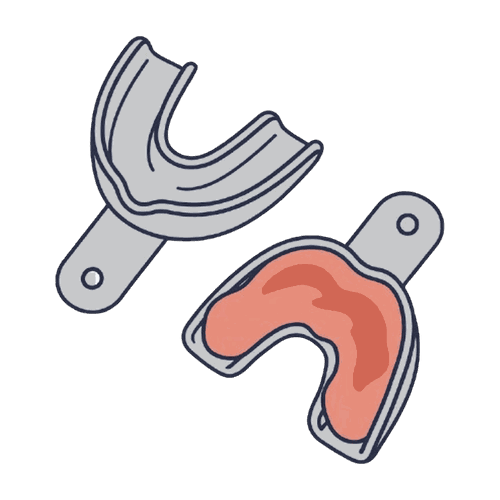印象材をのせた印象トレーのイラスト素材