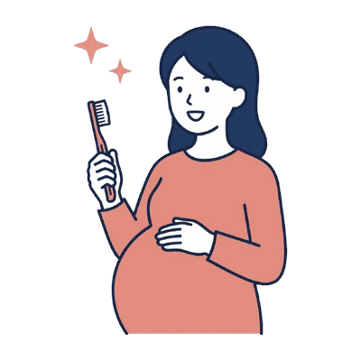 妊婦と歯みがき（マタニティ）のイラスト素材
