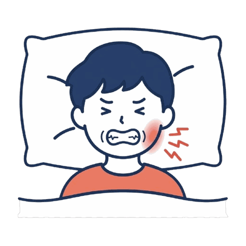 夜の歯の痛み（食いしばり）のイラスト素材