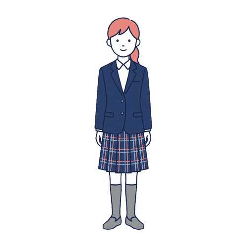 制服の女子学生（全身）のイラスト素材