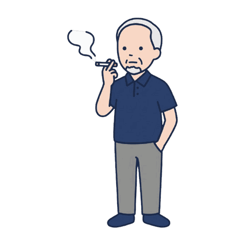タバコを吸う高齢男性のイラスト素材