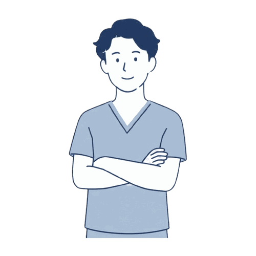 腕を組む男性歯科スタッフのイラスト素材