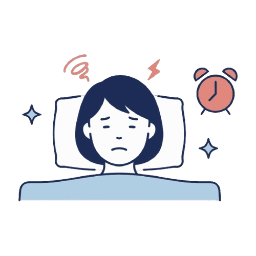 夜に眠れず不調な女性のイラスト素材
