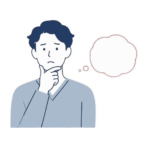 悩む男性（考えごと）のイラスト素材